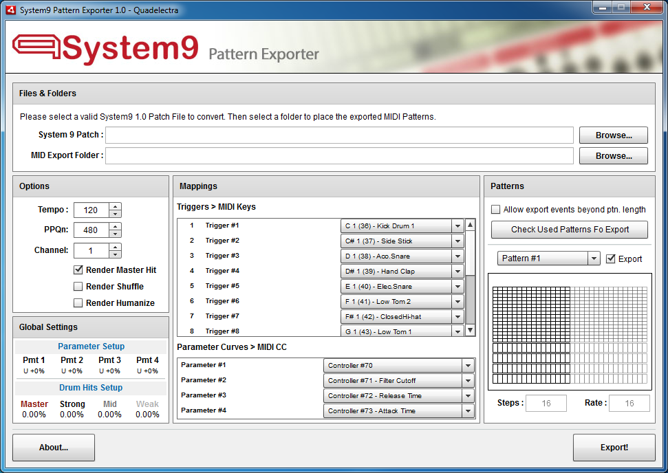 System 9 Exporter Dialog Screen